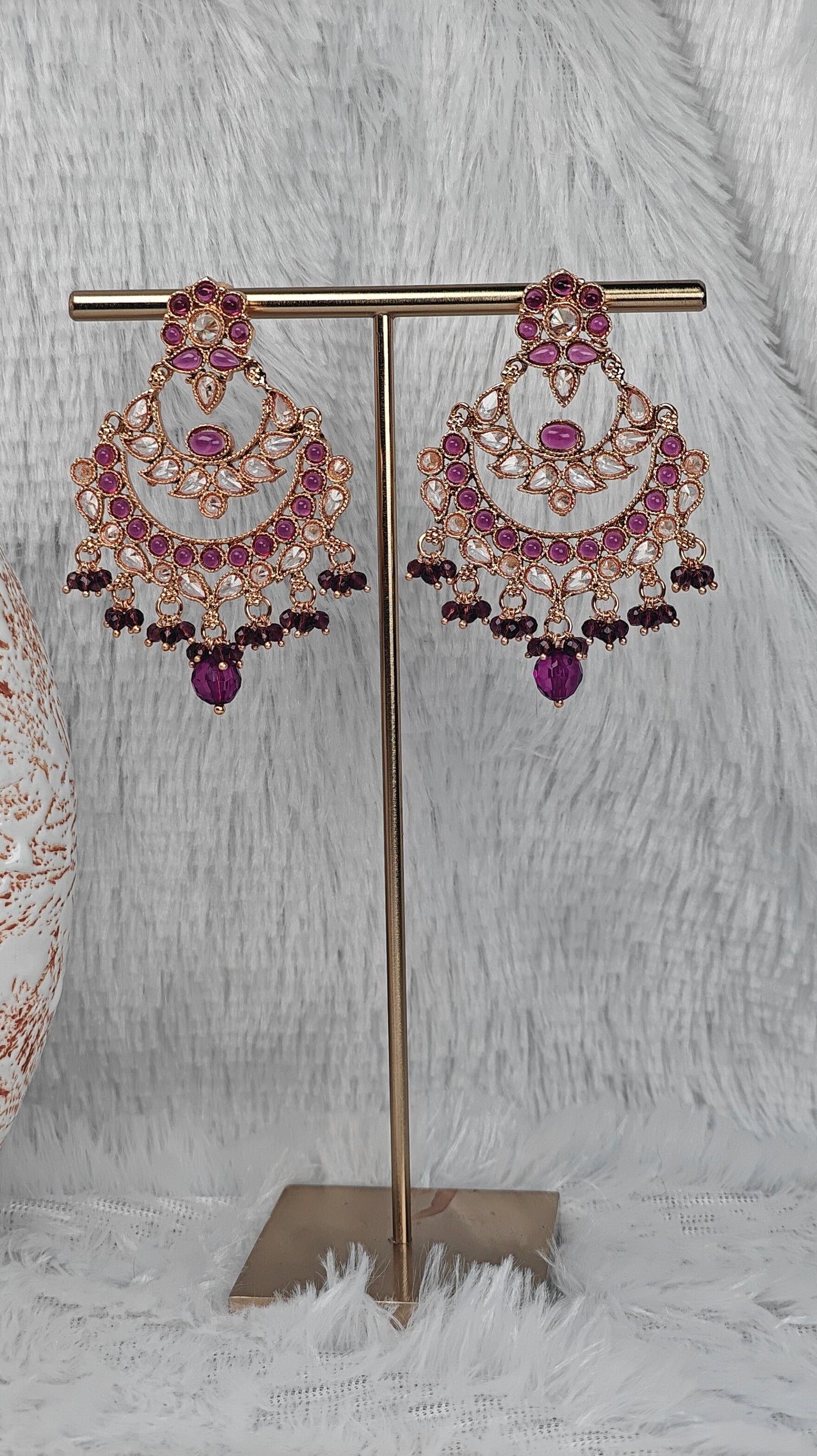 Handcrafted Gold Plated and Ruby Earrings