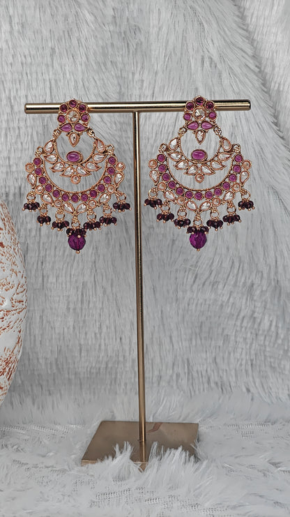 Handcrafted Gold Plated and Ruby Earrings