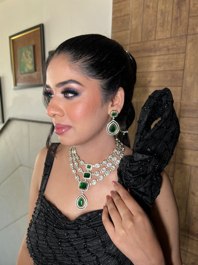 Majestic Emerald Layered Necklace Set
