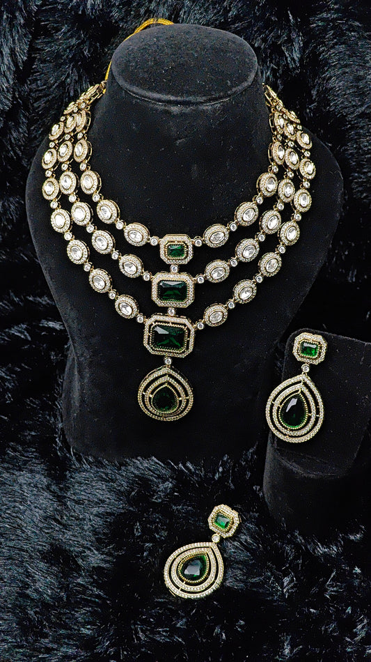 Majestic Emerald Layered Necklace Set