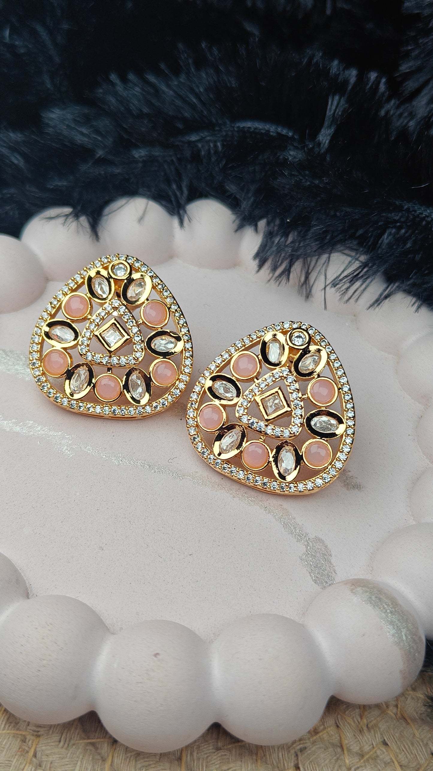 Luxury Kundan Stud Earrings with Meenakari Accents