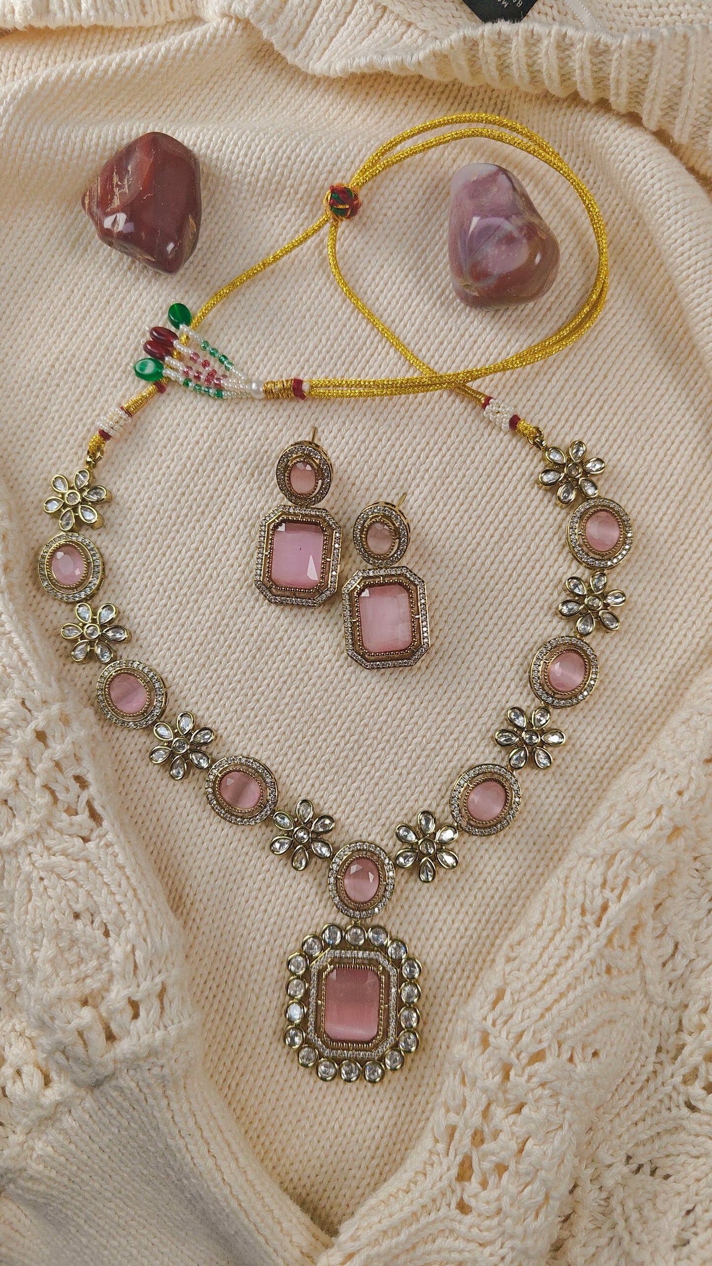 Blush Pink Stone Jewelry Set