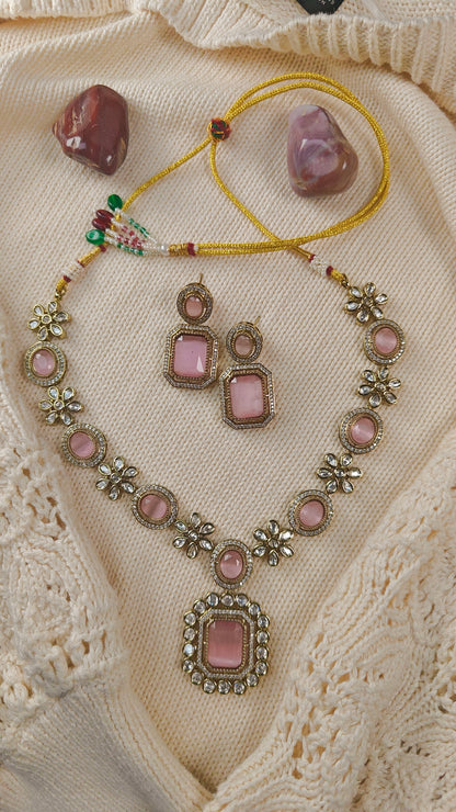 Blush Pink Stone Jewelry Set