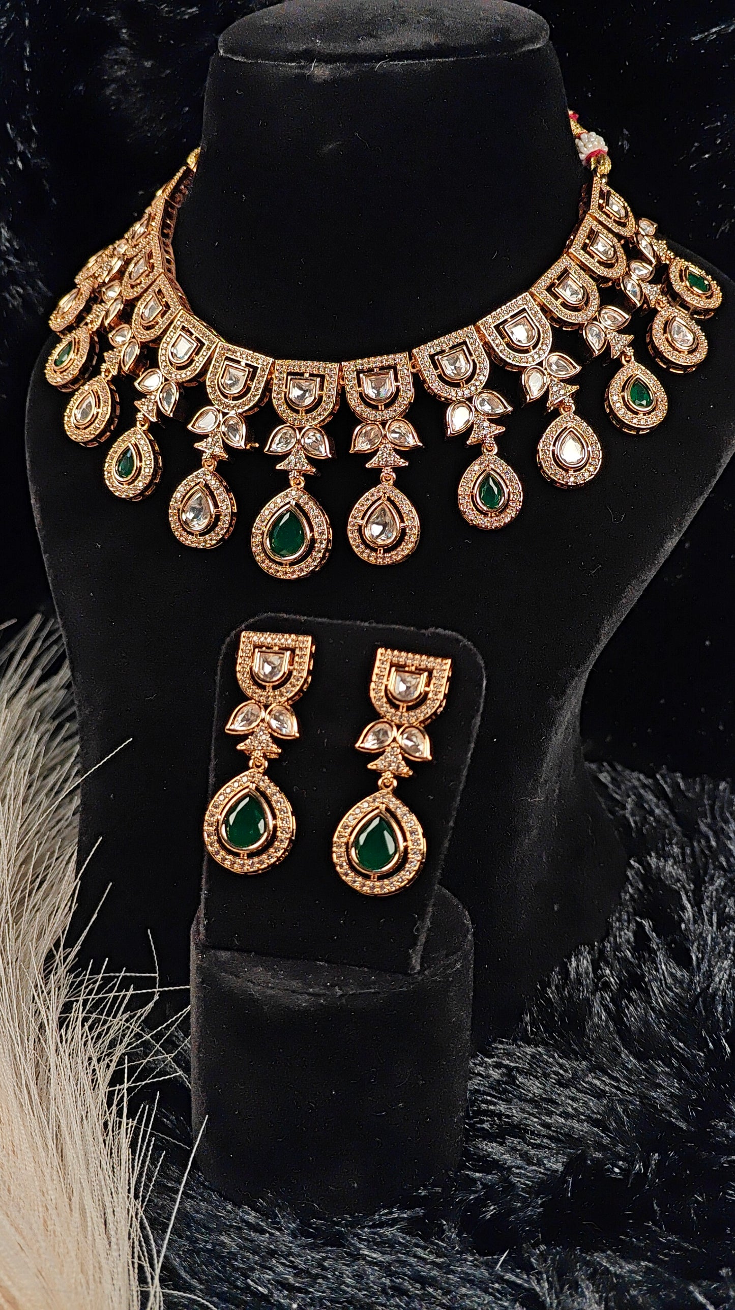 Parure Collier AD Vert Émeraude Royal