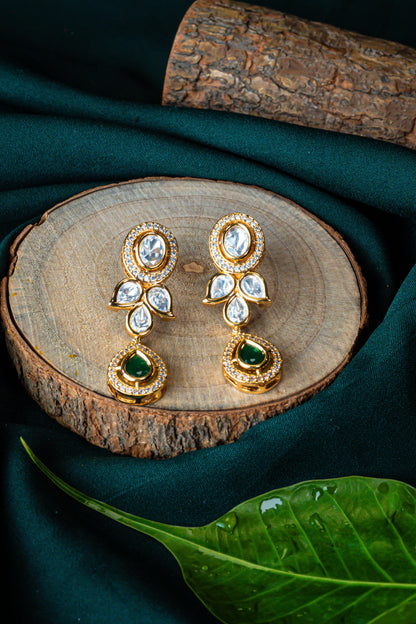 Emerald Shine Kundan Teardrops