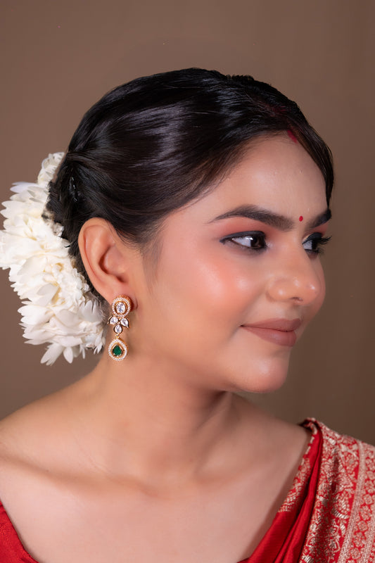 Emerald Shine Kundan Teardrops