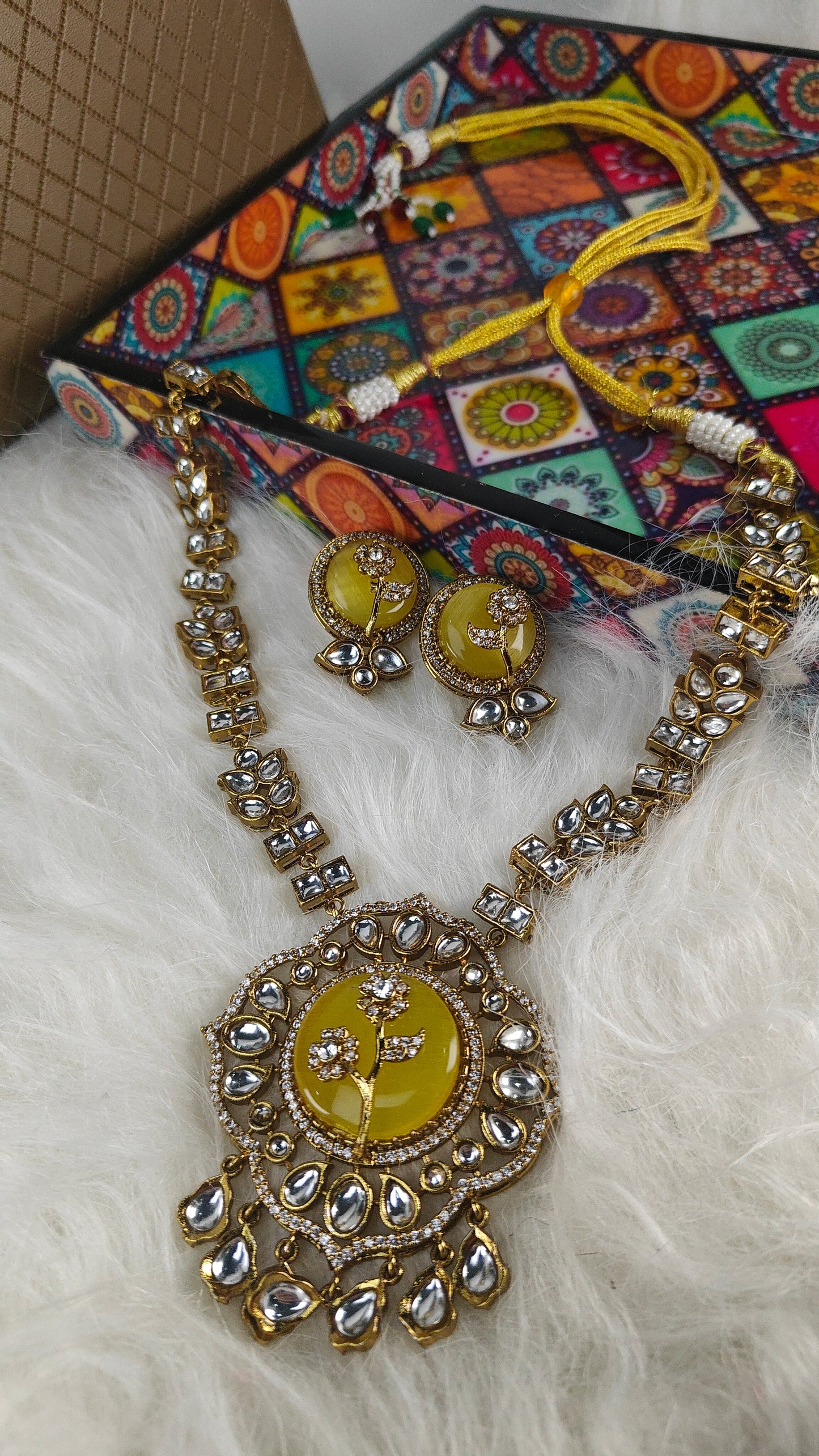 Handcrafted Meenakari Kundan necklace set