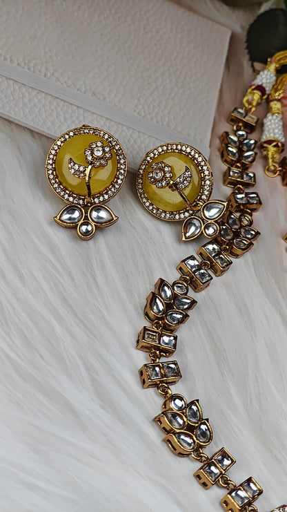 Handcrafted Meenakari Kundan necklace set