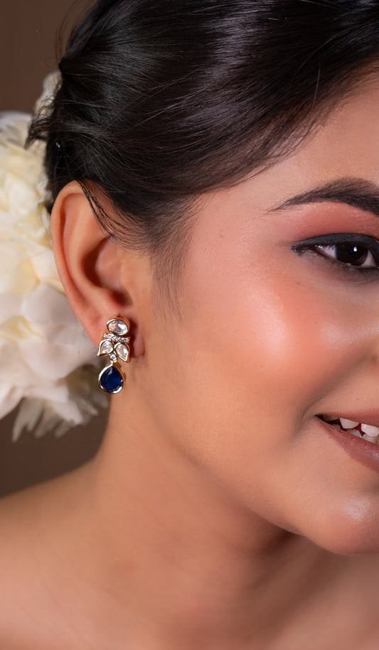 Ocean Blue Kundan Teardrops
