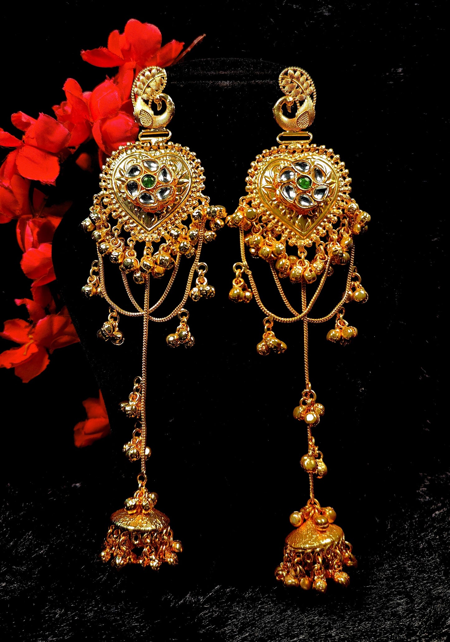 Noor-e-Kashmir Heart Drop Jhumka Earrings