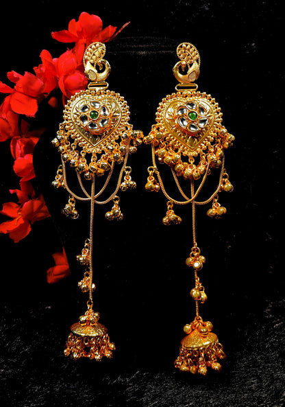 Noor-e-Kashmir Heart Drop Jhumka Earrings