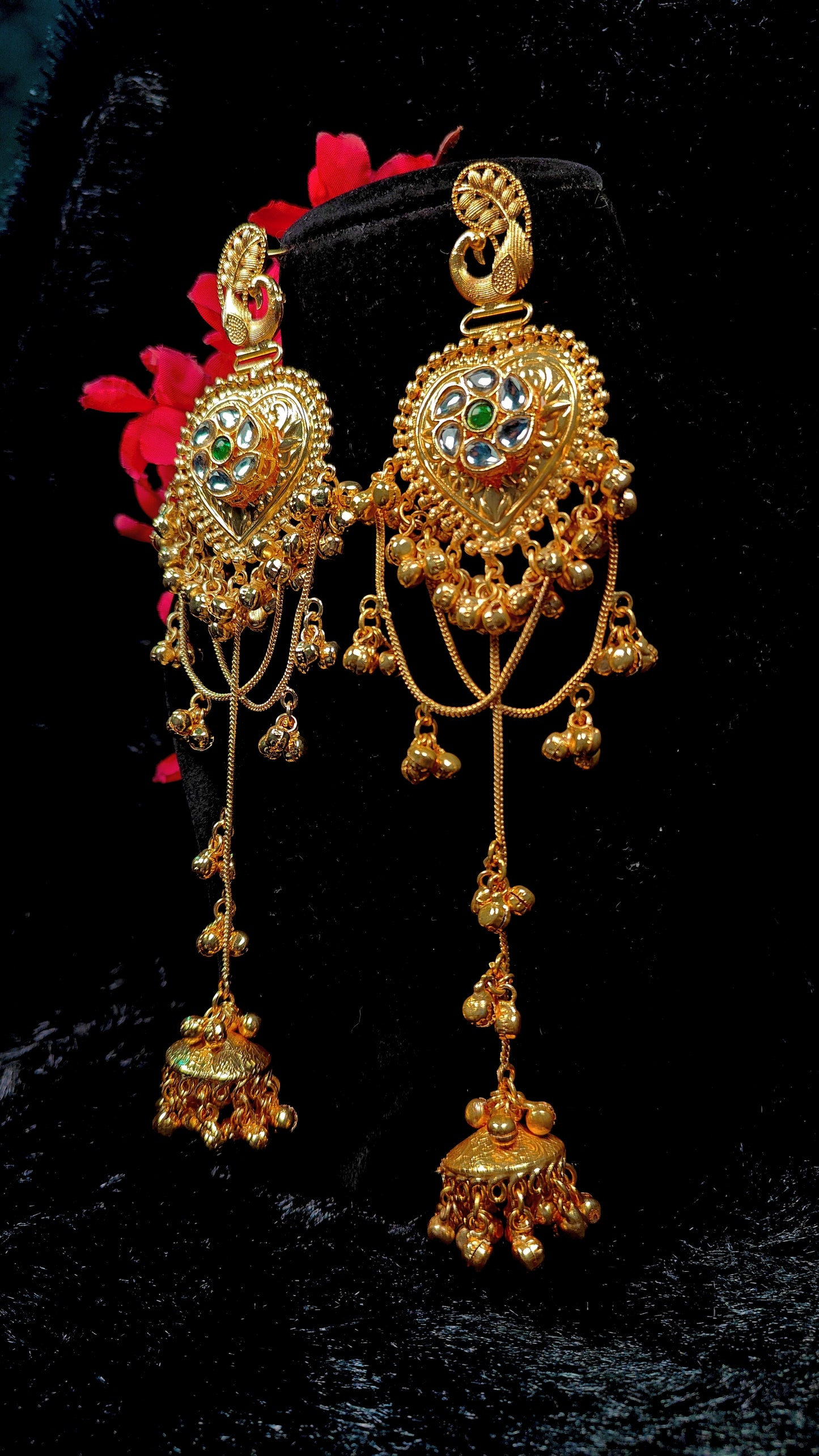 Noor-e-Kashmir Heart Drop Jhumka Earrings