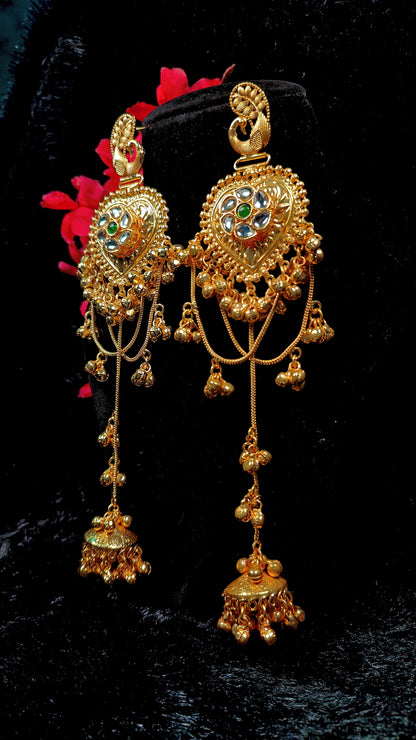 Noor-e-Kashmir Heart Drop Jhumka Earrings