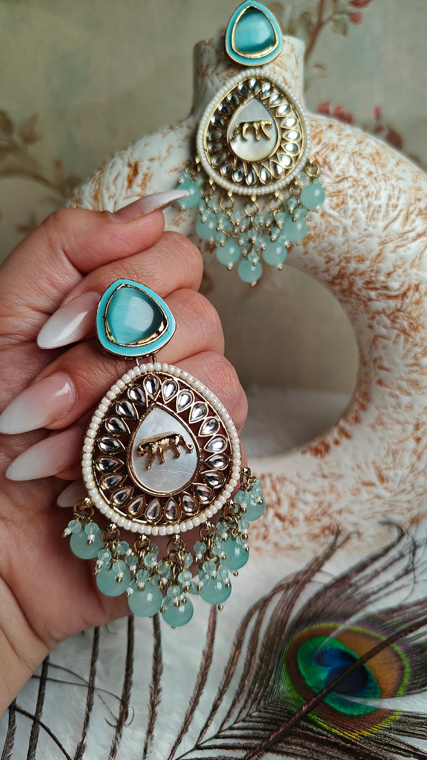 Teardrop Earrings with Leopard Motif