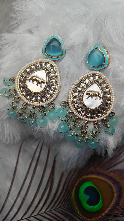 Teardrop Earrings with Leopard Motif