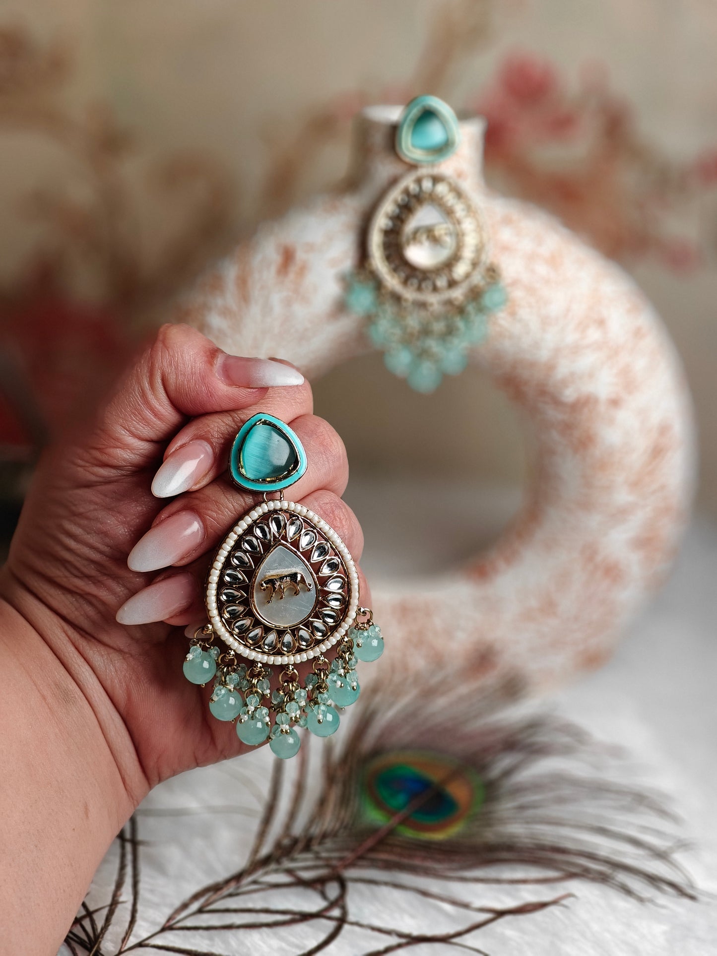 Teardrop Earrings with Leopard Motif
