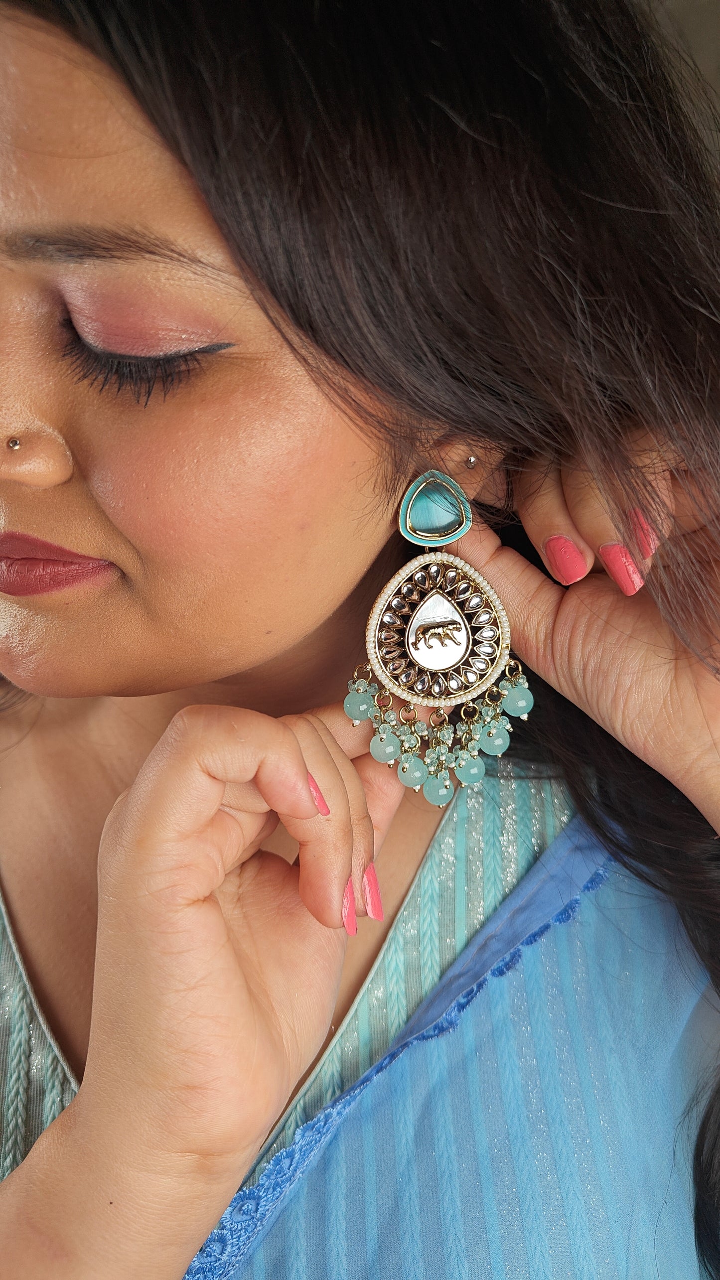 Teardrop Earrings with Leopard Motif