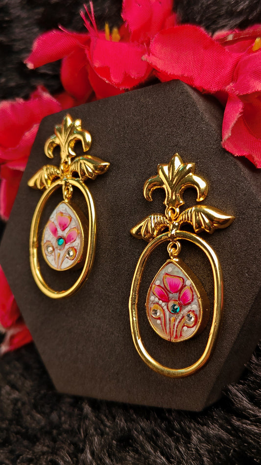 Aafreen Pink Petal Enamel Dangles