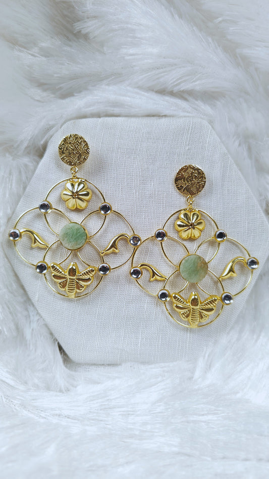 Royal Heritage Lotus Bee Statement Earrings