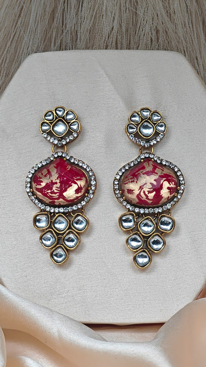 Red Stone Drop Earrings