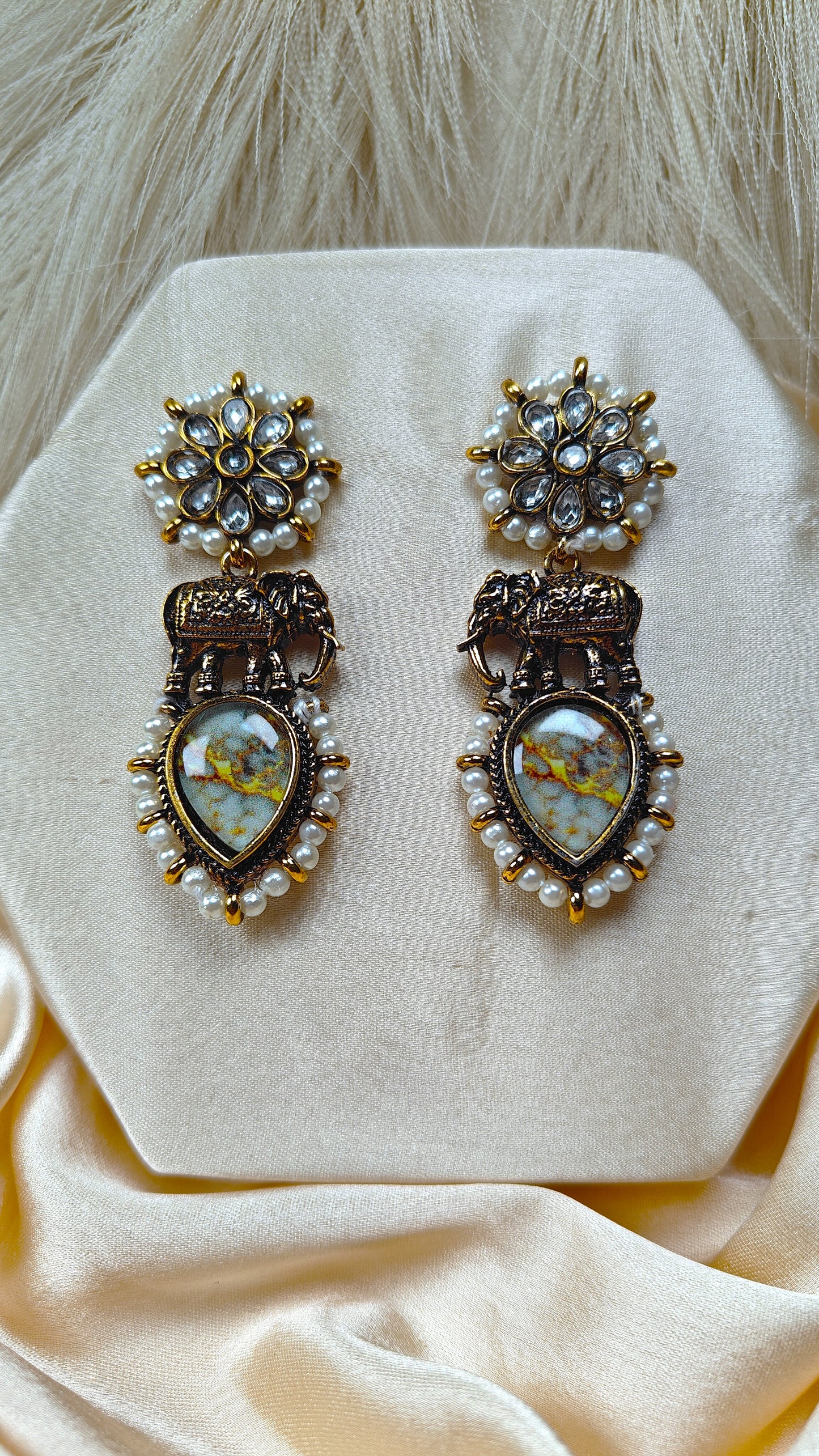 Royal Marbled Teardrop Earrings
