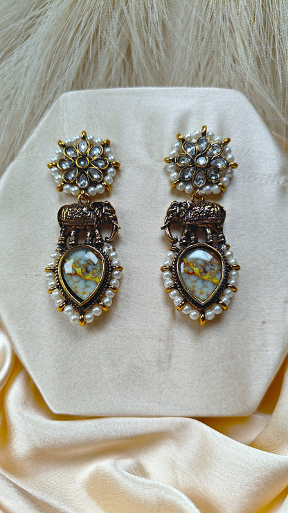 Royal Marbled Teardrop Earrings