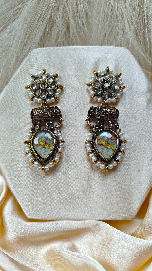 Royal Marbled Teardrop Earrings