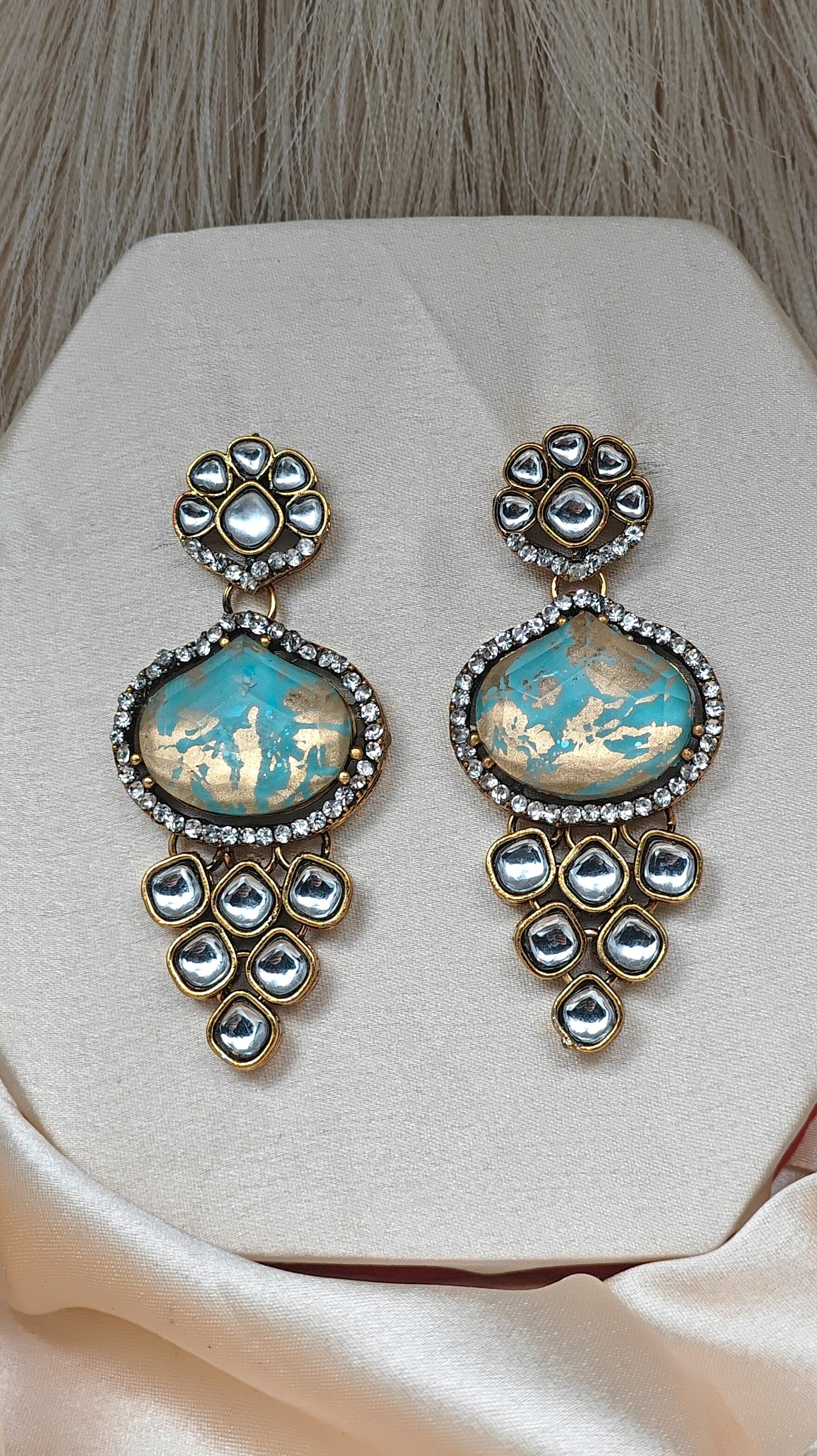 Emerald mist kundan earrings