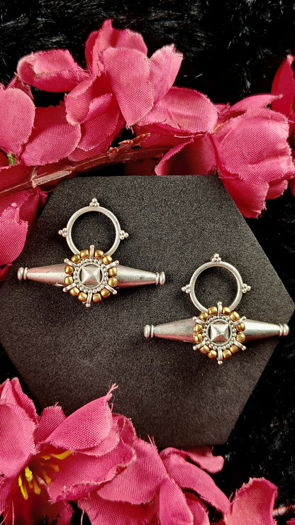 Oxidised Orbit Spoke Earrings
