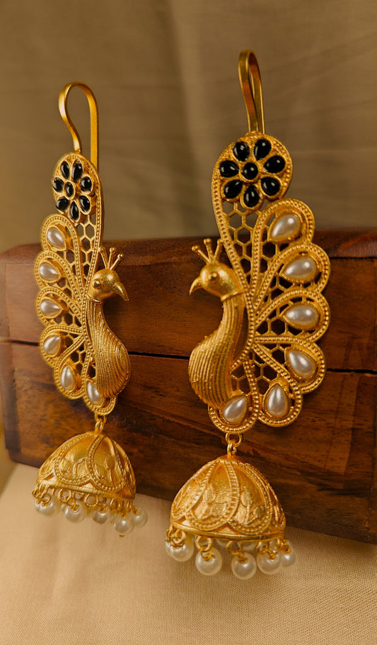 Noor-e-Kashmir Peacock Jhumka Ear Cuffs