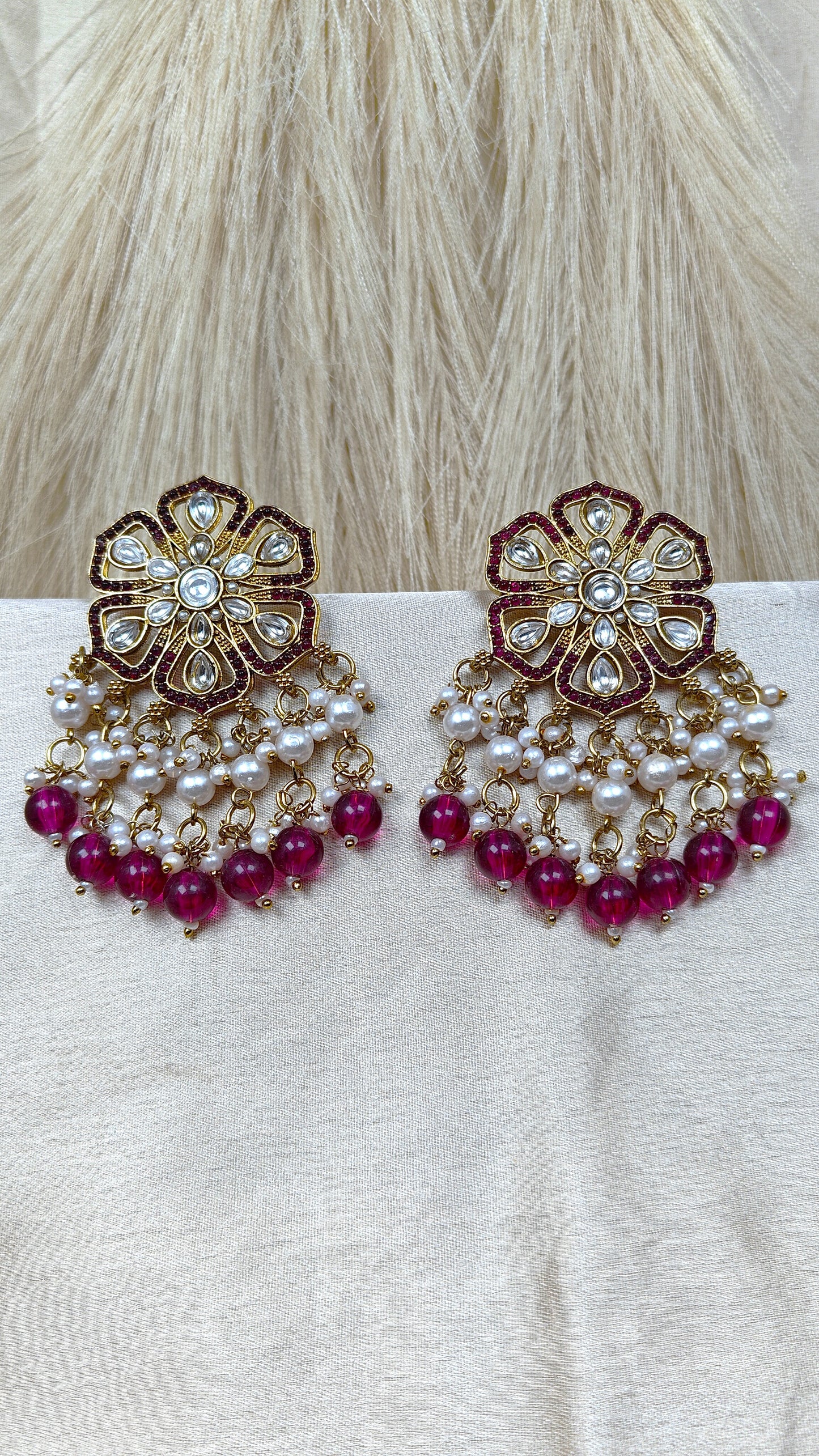 Kundan floral chandbali earrings