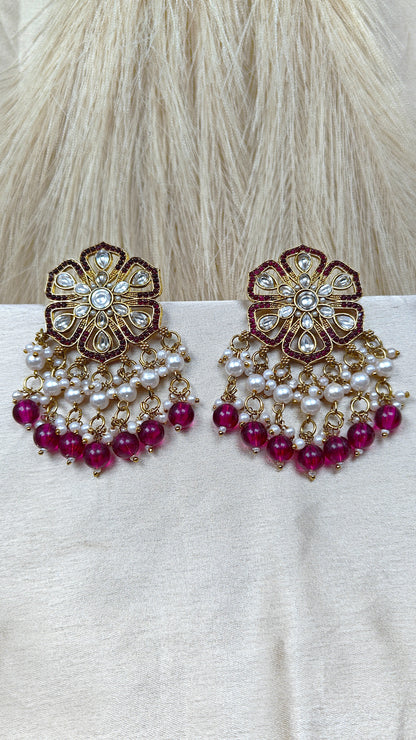 Kundan floral chandbali earrings