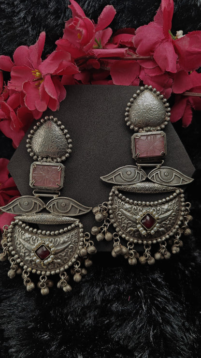 Naina Tribal Oxidised Chandbali Earrings