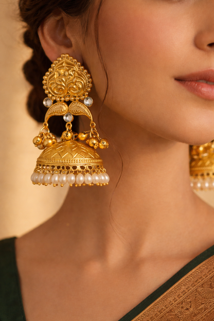 Zarafshan Kashmiri Pearl Jhumka Earrings