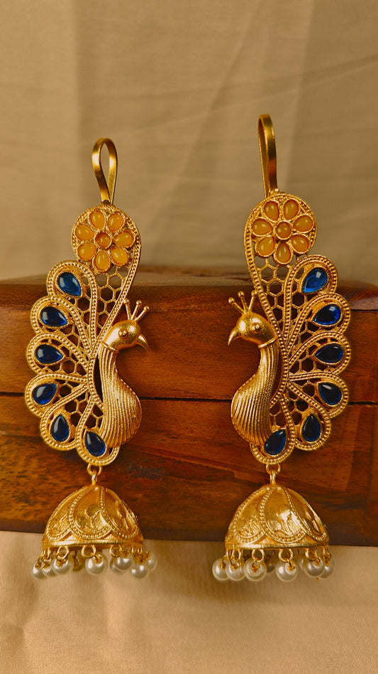 Neel Mayur Peacock Ear Cuffs with Jhumka Drops