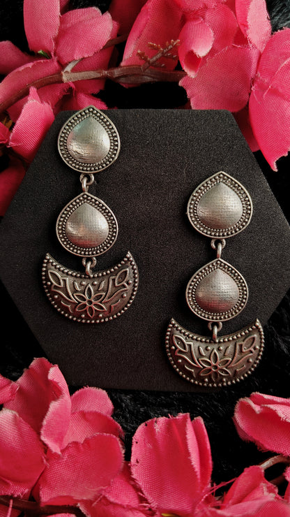 Crescent Floral Drop Earrings
