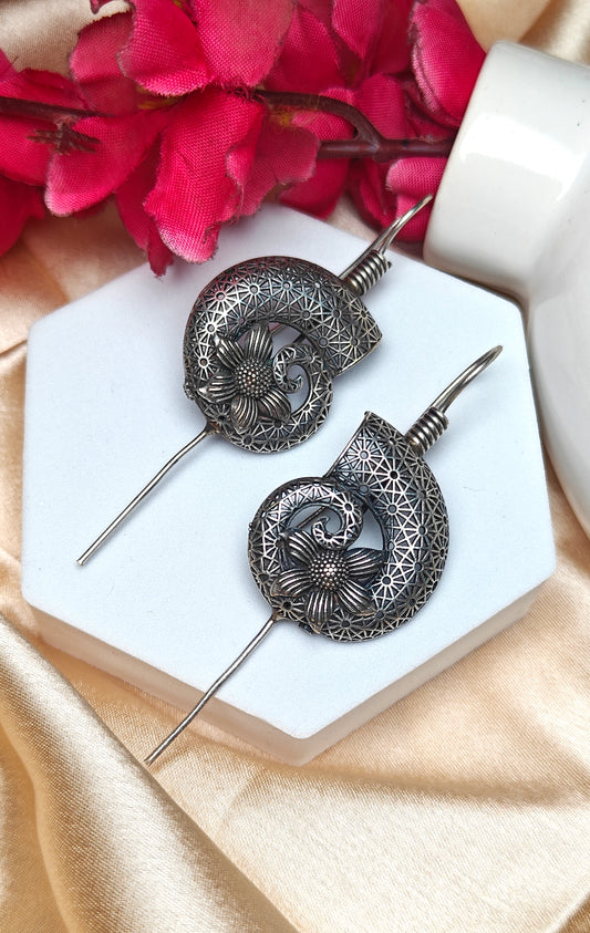 Antique Silver Floral Spiral Ear Cuffs
