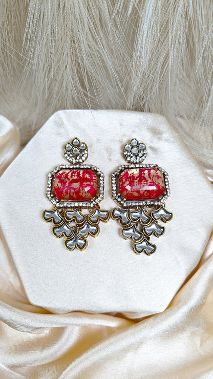 Ruby royal tapestry kundan earrings