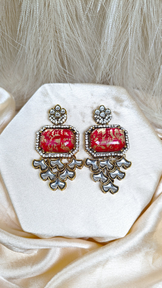 Ruby royal tapestry kundan earrings