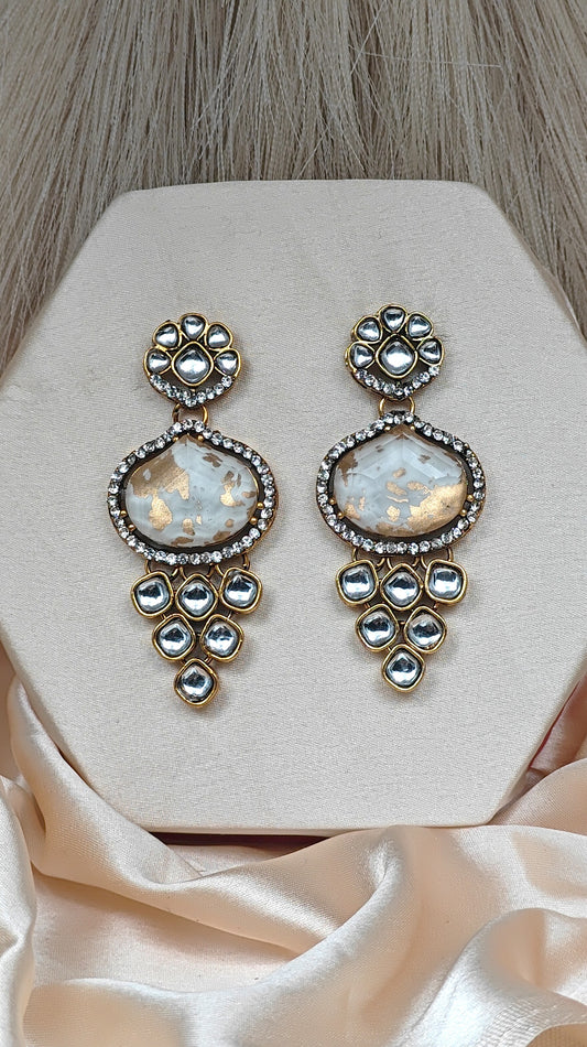 Ivory moonshine kundan earrings