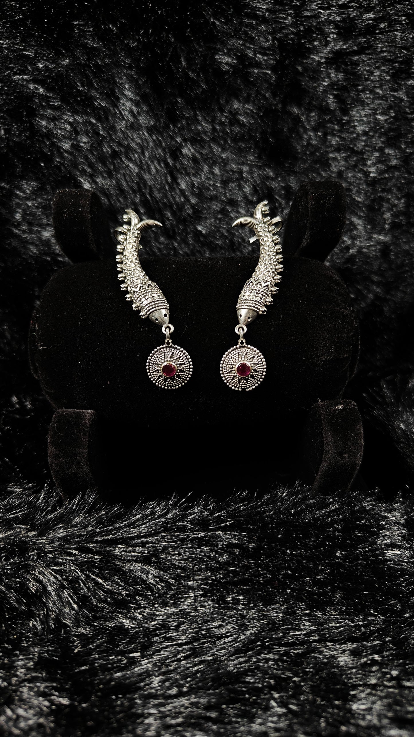 Antique Finish Cuffs Style Danglers With Stone Stud