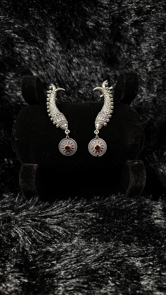 Antique Finish Cuffs Style Danglers With Stone Stud