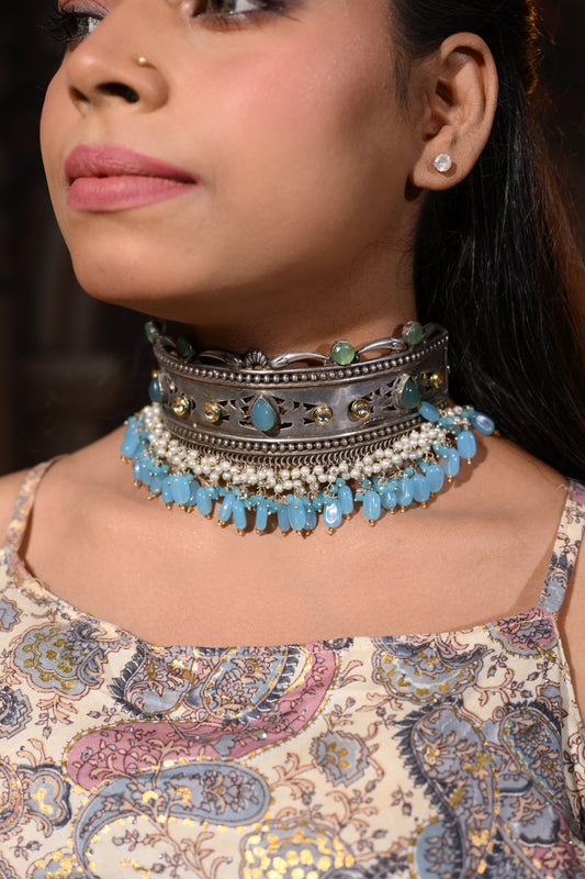 Turquoise Royale Oxidised Hasli