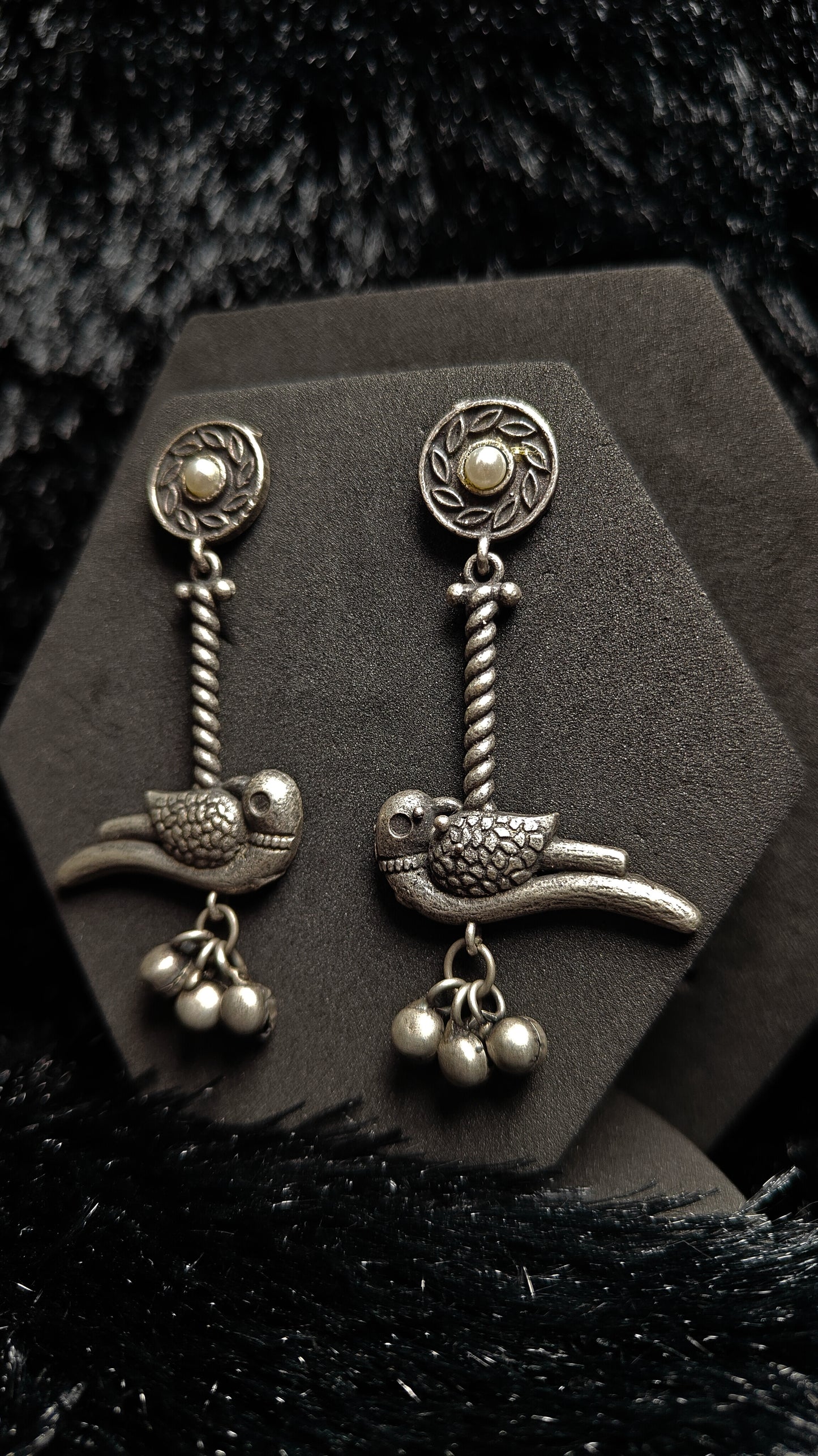 Antique Sparrow Dangler Oxidised Earrings