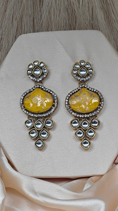 Yellow Amber Royal Earrings