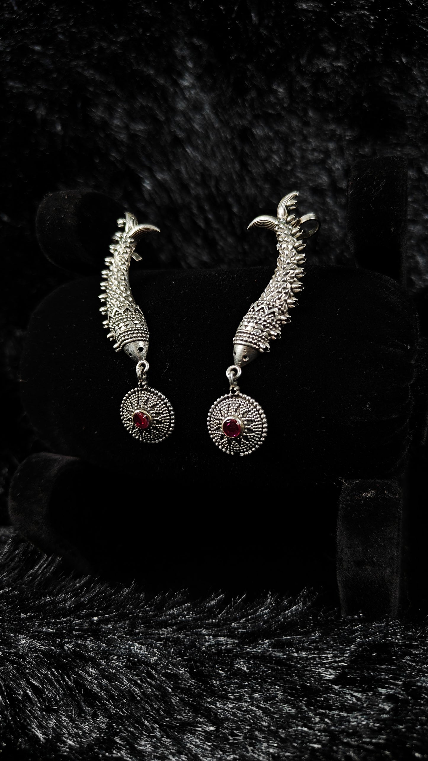Antique Finish Cuffs Style Danglers With Stone Stud