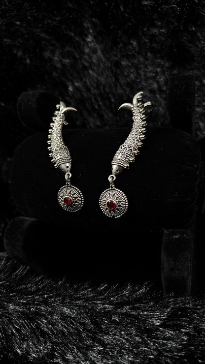 Antique Finish Cuffs Style Danglers With Stone Stud
