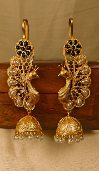 Noor-e-Kashmir Peacock Jhumka Ear Cuffs