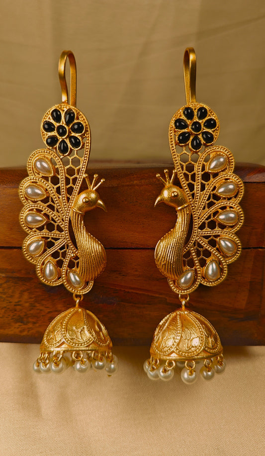 Noor-e-Kashmir Peacock Jhumka Ear Cuffs