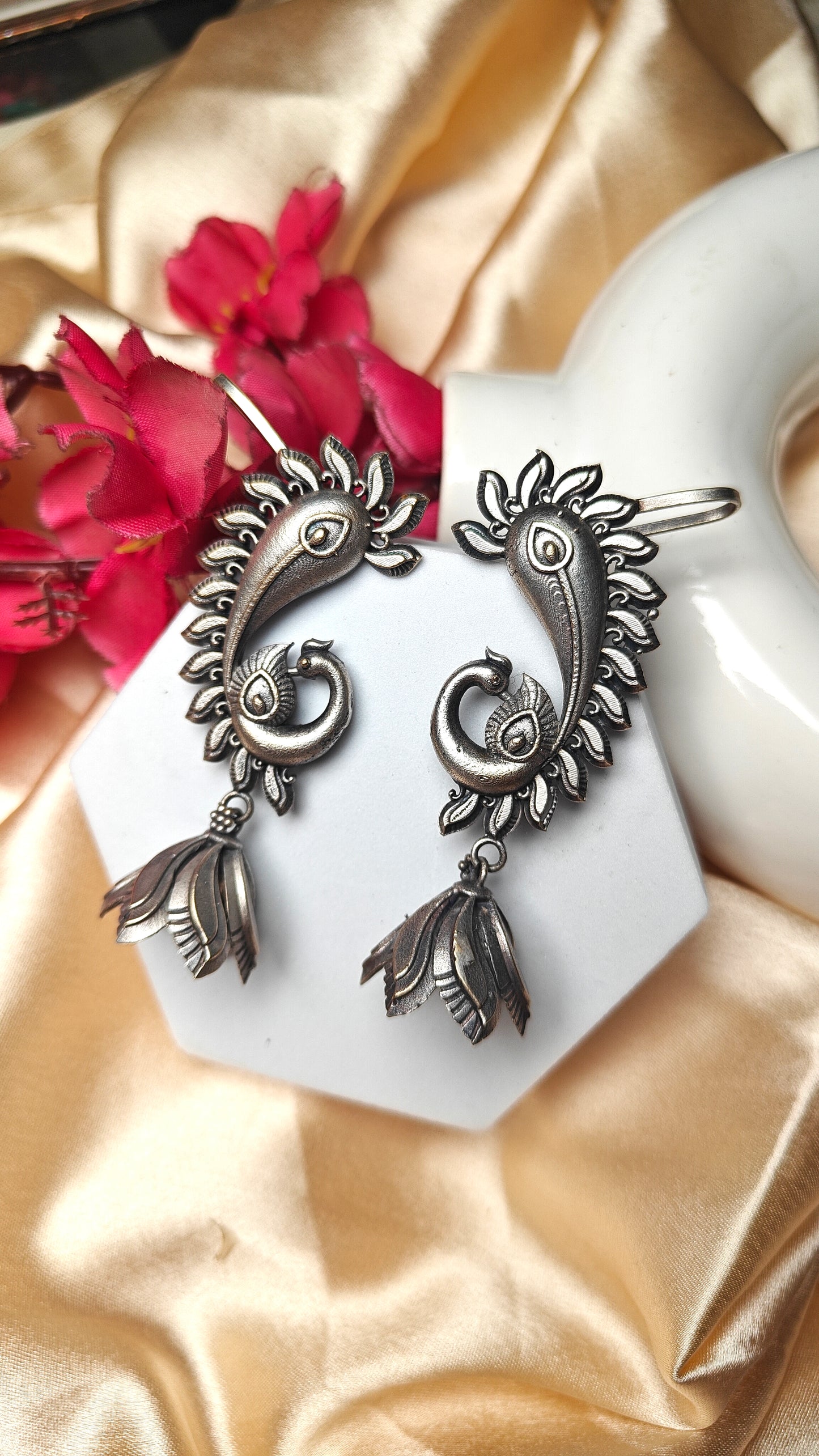 Antique Peacock Curl Ear Cuffs